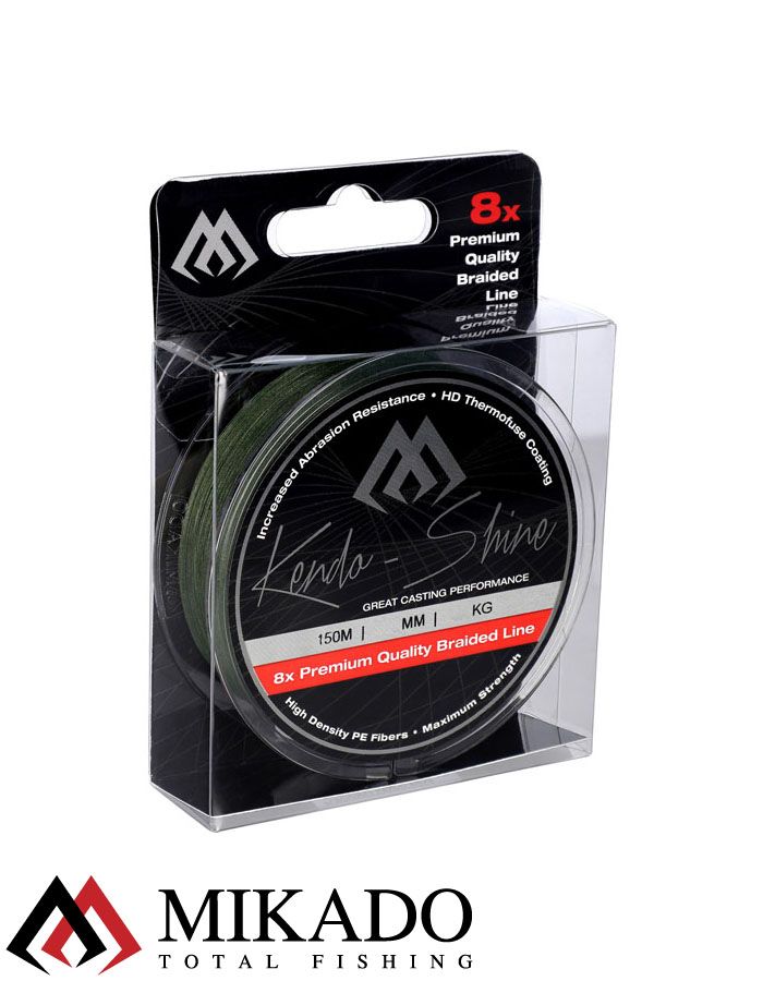 Плетеный шнур Mikado KENDO SHINE 8-x HDPE 0.08 green (150 м) 5,71 кг.