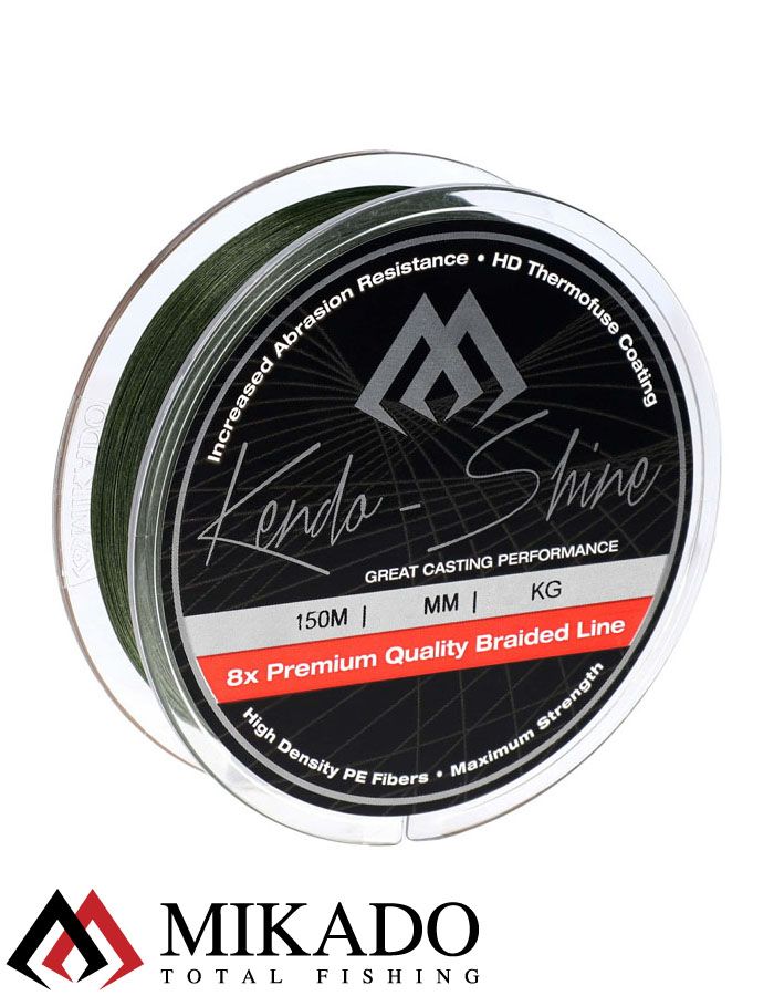 Плетеный шнур Mikado KENDO SHINE 8-x HDPE 0.08 green (150 м) 5,71 кг.