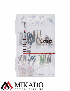 Набор силиконовых приманок Mikado PERCH SOFT LURE KIT на окуня в коробке бол.