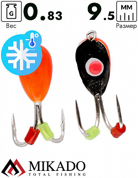 Мормышка Mikado Ice Bug вес 0,83 г., длина 9,5 мм. цвет оранжевый/черный